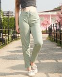 Women's Trouser Pants | Cotton Pant Half-Elasticated Waist Regular Slim Fit Trouser