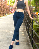 Women's Trouser Pants | Cotton Pant Half-Elasticated Waist Regular Slim Fit Trouser