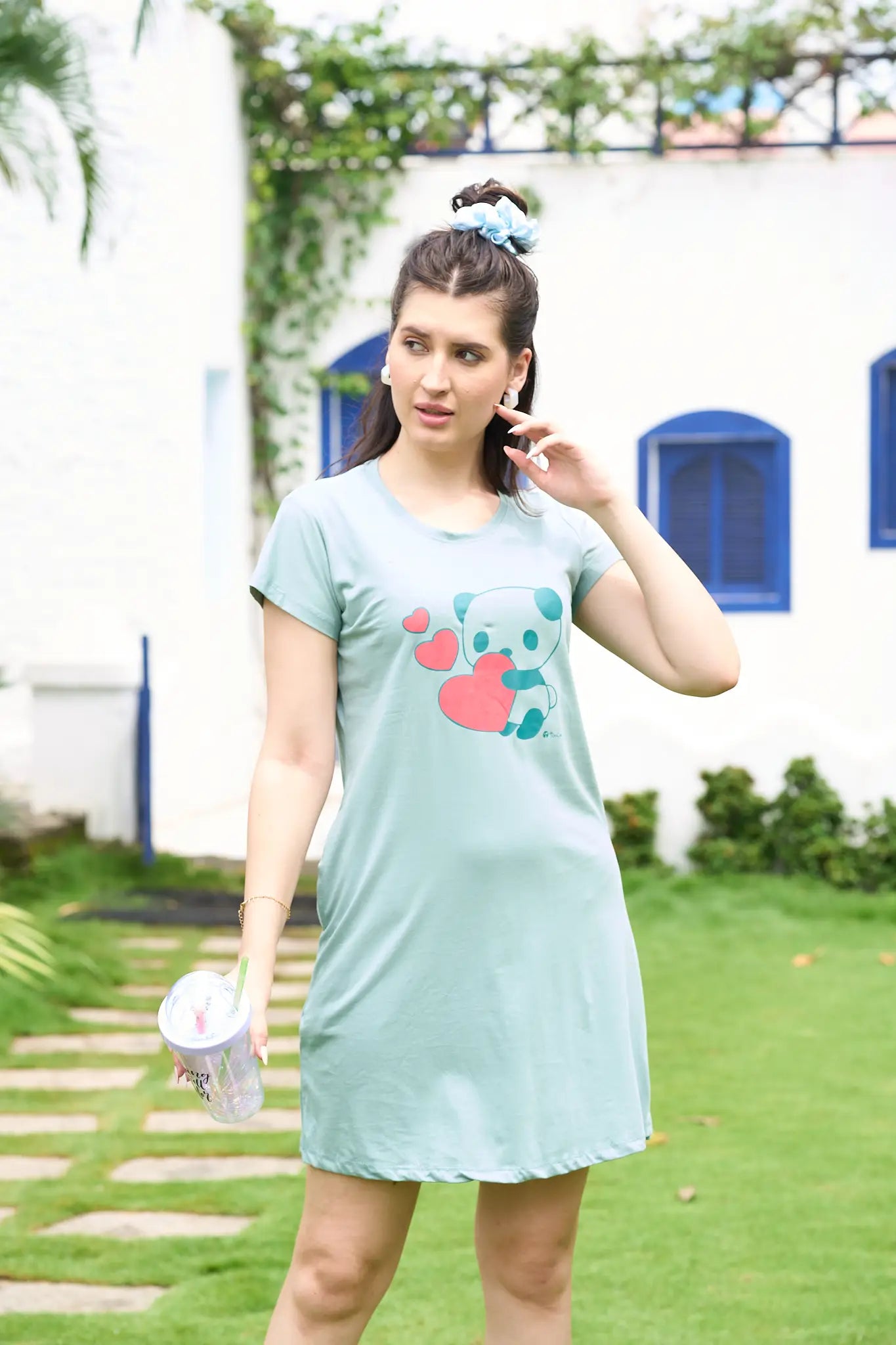 Knee Length Nightdress | Comfy Short Nighty with Pocket