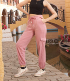 High-Rise Cargo Jogger Pants with Drawstring