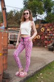 Low-Waist Rib Pants | Stylish Print Lounge & Functional Pockets