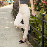 Women's Trouser Pants | Cotton Pant Half-Elasticated Waist Regular Slim Fit Trouser