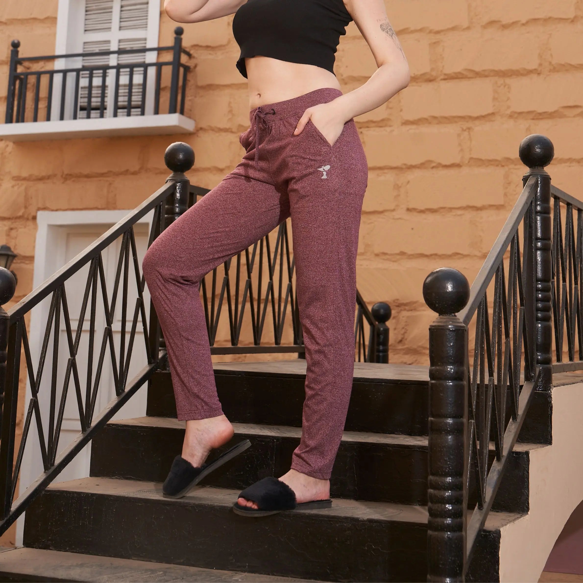 Women’s Comfy Pants | Everyday Cotton Blend Pants | Relaxed Fit & Versatile Activewear | Brown
